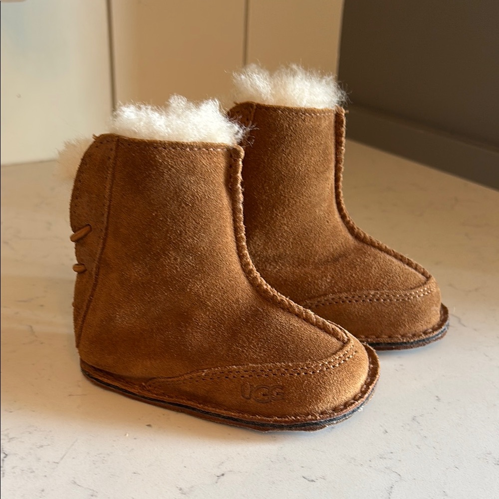 UGG Tan Baby Booties with Cream Lining